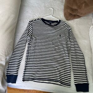 Polo Ralph Lauren Black and White Striped Long Sleeve Tee